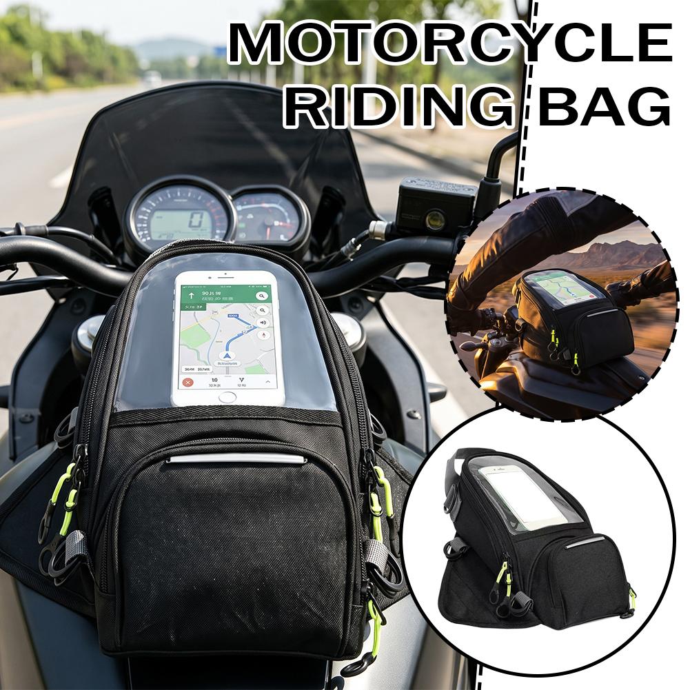 Motorcycle Gear Backpack - กระเป๋าติดถังน้ำมันสำหรับขี่มอเตอร์ไซค์ กระเป๋าติดถังน้ำมันแบบแม่เหล็กพร้อมหน้าต่างสัมผัสหน้าจอโทรศัพท์ กันน้ำ กระเป๋าเก็บของสำหรับขี่มอเตอร์ไซค์
