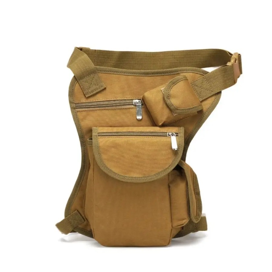 Motorcycle Gear Backpack - กระเป๋าคาดเอวแบบผ้าแคนวาส กระเป๋าคาดเอวแบบแขวนขา ลายพรางสีเทา สำหรับขี่มอเตอร์ไซค์