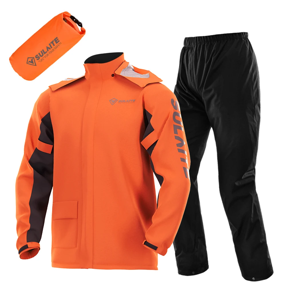 Motorcycle Gear Mens - ชุดกันฝนสำหรับขี่มอเตอร์ไซค์ น้ำหนักเบา เสื้อกันฝนแบบกันน้ำ ระบายอากาศได้ดี พร้อมกางเกงและที่คลุมรองเท้า สำหรับผู้ชายและผู้หญิง