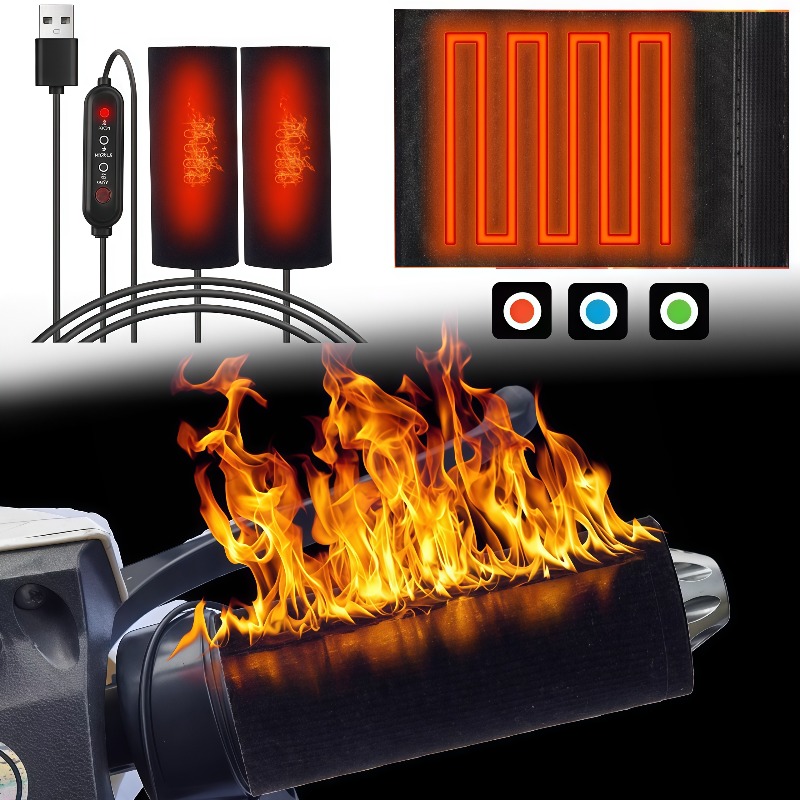 Handlebar Grip Heated - ปลอกแฮนด์มอเตอร์ไซค์แบบมีระบบทำความร้อน ปลอกแฮนด์จักรยานไฟฟ้าแบบ USB ปลอกแฮนด์มอเตอร์ครอสแบบถอดได้